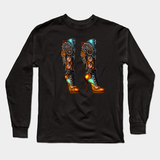 Step into the Future of Style with our Incredible Print-on-Demand Boots Long Sleeve T-Shirt by BlackCricketdesign